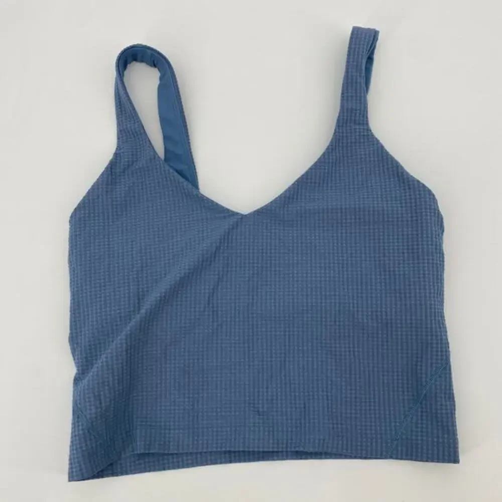 Lululemon‎ Scoop Neck Yoga Tank Top *Grid Texture Utility Blue